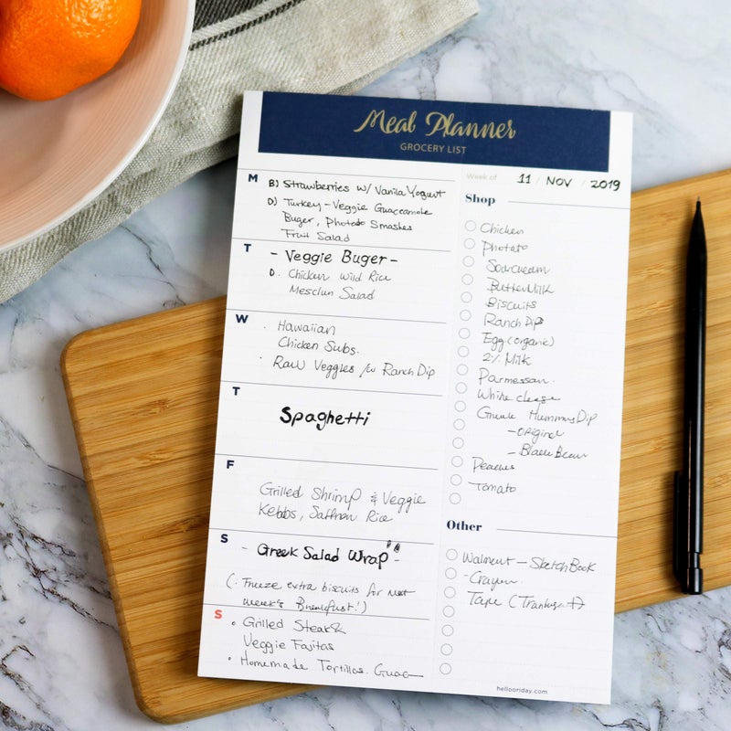 Oriday Weekly Magnetic Meal Planner Notepad with Tear Off Perforated Grocery Shopping List Menu List for Your Fridge - 52 Sheets (Navy Blue 6" x 9" Meal Planning Pad) - Image 5